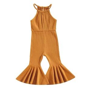 Girl's Mustard Ribbed Bell Bottom Jumpsuit NWT